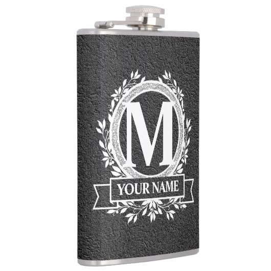 Floral Monogram Design Flasche Flachmann (Rechts)