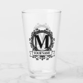 Floral Monogram Design Glas (Rückseite)