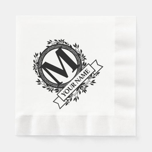 Floral Monogram Design Serviette (Vorderseite)