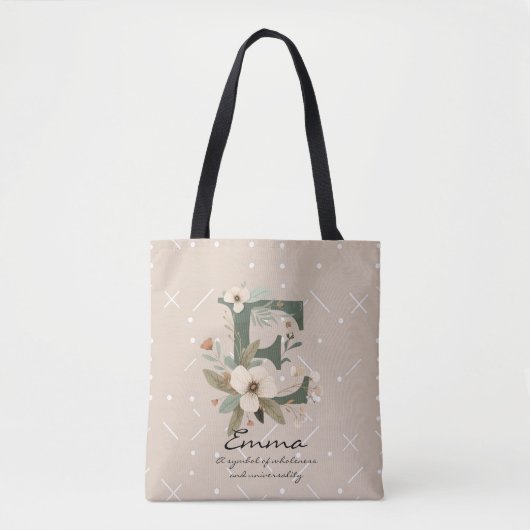 Floral Monogram E – Elegant Botanical Letter Art Tasche (Vorderseite)