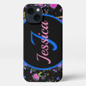 Floral Monogram Elegant iPhone Hülle (Rückseite)