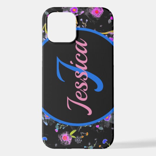 Floral Monogram Elegant iPhone Hülle (Rückseite)