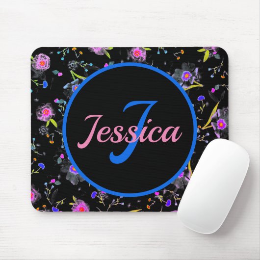 Floral Monogram Elegant Mousepad (Mit Mouse)