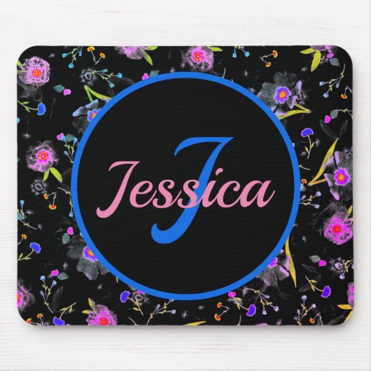 Floral Monogram Elegant Mousepad (Vorne)