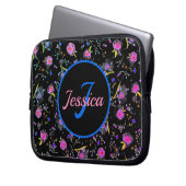Floral Monogram Eleganter Laptop-Sieb Laptopschutzhülle (Vorderseite Links)