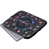 Floral Monogram Eleganter Laptop-Sieb Laptopschutzhülle (Vorne Knopf)