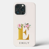 Floral Monogram Gold-Effekt Personalisierte Bezeic Case-Mate iPhone Hülle (Rückseite)