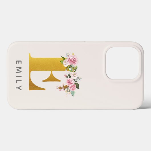 Floral Monogram Gold-Effekt Personalisierte Bezeic Case-Mate iPhone Hülle (Rückseite (Horizontal))
