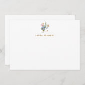 Floral Monogram Gold Letter L Note Card Mitteilungskarte (Vorne/Hinten)