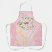 Floral Monogram Gold Script Rosa Geogate Schürze (Vorderseite)