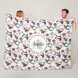 Floral Monogram Hummingbird Garden & Blume Fleecedecke