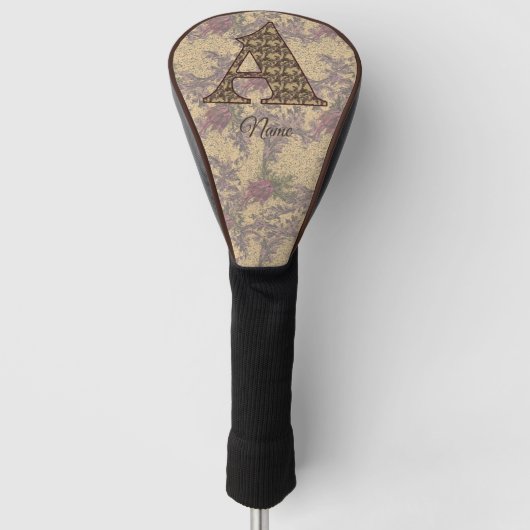 Floral Monogram Initial A Your Name Elegant Golf Headcover (Vorderseite)
