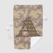 Floral Monogram Initial A Your Name Elegant Golfhandtuch (Insitu)