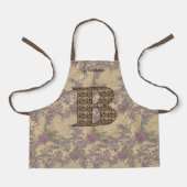 Floral Monogram Initial B Your Name Elegant Apro Schürze (Vorderseite)