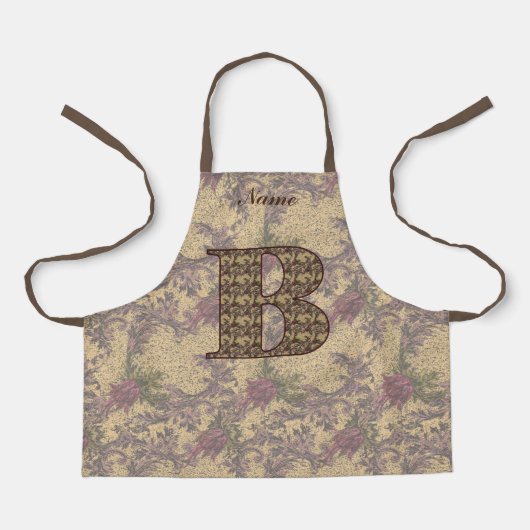 Floral Monogram Initial B Your Name Elegant Apro Schürze (Vorderseite)