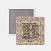 Floral Monogram Initial B Your Name Elegant Magnet (Vorderseite/Rückseite)