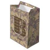 Floral Monogram Initial B Your Name Elegant Mittlere Geschenktüte (Vorderseite Schrägansicht)