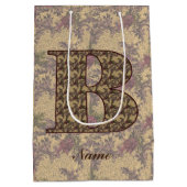 Floral Monogram Initial B Your Name Elegant Mittlere Geschenktüte (Rückseite)