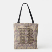 Floral Monogram Initial B Your Name Elegant Tasche (Rückseite)