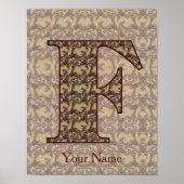 Floral Monogram Initial F Personalized Poster (Vorne)