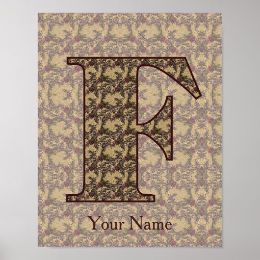 Floral Monogram Initial F Personalized Poster (Vorne)