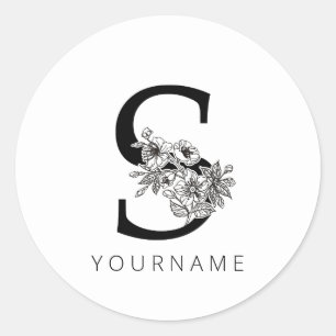 Floral Monogram K Sakura Kirschblüten Runder Aufkleber