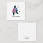 Floral Monogram K Wildblume Burst Quadratische Visitenkarte (Vorne/Hinten)