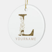 Floral Monogram L Elegant Gold Foliage Keramik Ornament (Links)