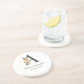 Floral Monogram Letter A Custom Name and Date Getränkeuntersetzer (Seite)