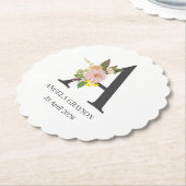 Floral Monogram Letter A Custom Name and Date Untersetzer (angewinkelt)