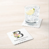 Floral Monogram Letter B Custom Name and Date Untersetzer (Vor Ort)