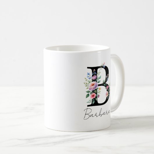 Floral Monogram – Letter B Kaffeetasse (VorderseiteRechts)
