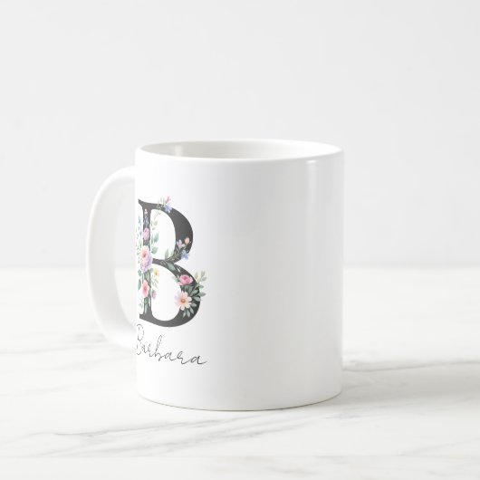 Floral Monogram – Letter B Kaffeetasse (Vorderseite Links)