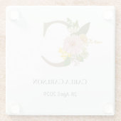 Floral Monogram Letter C Custom Name and Date Glasuntersetzer (Rückseite)