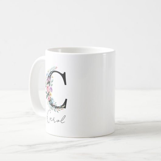  Floral Monogram – Letter C Kaffeetasse (Vorderseite Links)