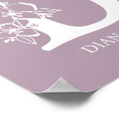 Floral Monogram Letter D Name Kinderzimmer Modern Poster (Ecke)