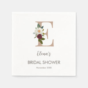 Floral Monogram Letter E Brautparty Serviette