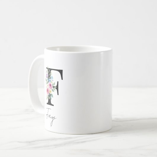 Floral Monogram – Letter F Kaffeetasse (Vorderseite Links)