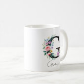  Floral Monogram – Letter G Kaffeetasse (VorderseiteRechts)