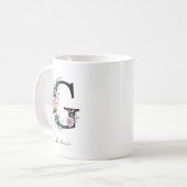  Floral Monogram – Letter G Kaffeetasse (Vorderseite Links)