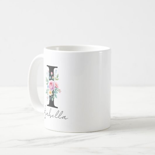 Floral Monogram – Letter I Kaffeetasse (Vorderseite Links)