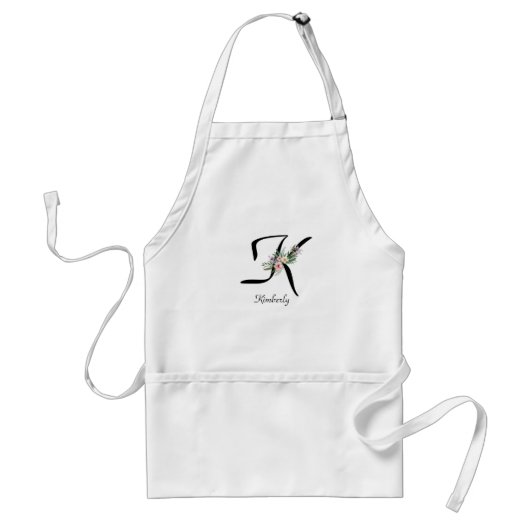 Floral Monogram Letter K Retirement Schürze (Vorne)