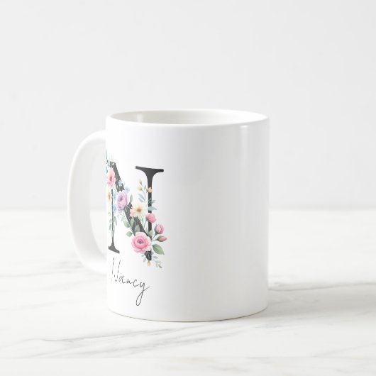 Floral Monogram – Letter N Kaffeetasse (Vorderseite Links)