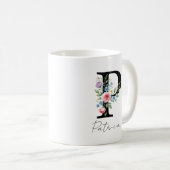  Floral Monogram – Letter P Kaffeetasse (VorderseiteRechts)