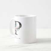  Floral Monogram – Letter P Kaffeetasse (Vorderseite Links)