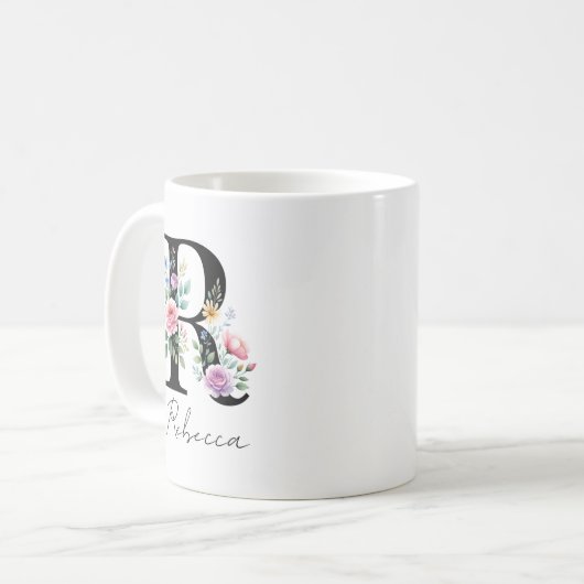 Floral Monogram – Letter R Kaffeetasse (Vorderseite Links)