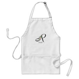 Floral Monogram letter R Retirement Apron Schürze