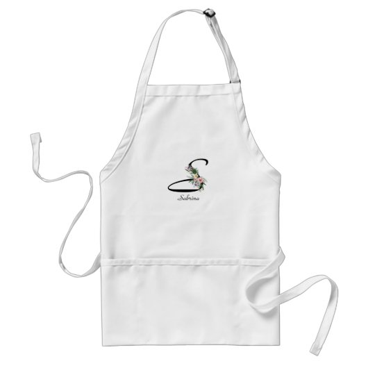Floral Monogram letter S Retirement Apron Schürze (Vorne)
