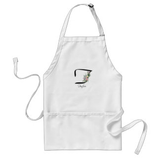 Floral Monogram letter T Retirement Apron Schürze