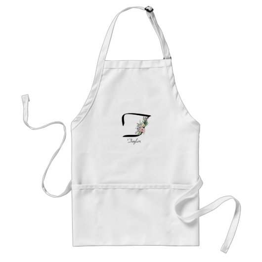 Floral Monogram letter T Retirement Apron Schürze (Vorne)